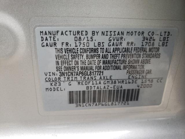 Photo 9 VIN: 3N1CN7AP6GL817721 - NISSAN VERSA S 