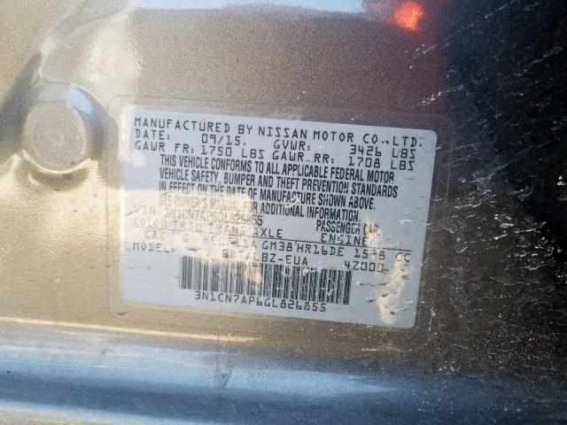 Photo 9 VIN: 3N1CN7AP6GL826855 - NISSAN VERSA S 