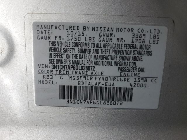 Photo 12 VIN: 3N1CN7AP6GL828072 - NISSAN VERSA S 