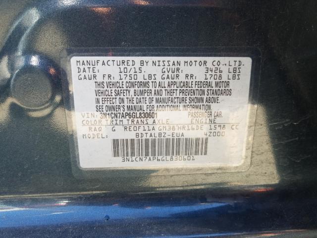 Photo 9 VIN: 3N1CN7AP6GL830601 - NISSAN VERSA S 