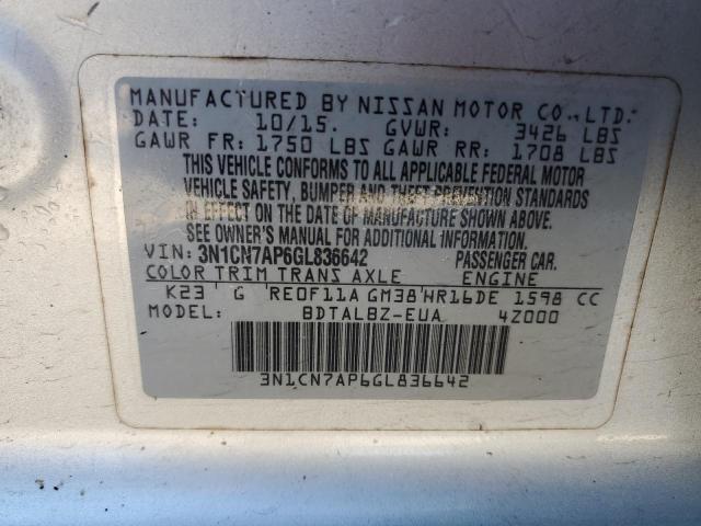 Photo 11 VIN: 3N1CN7AP6GL836642 - NISSAN VERSA 