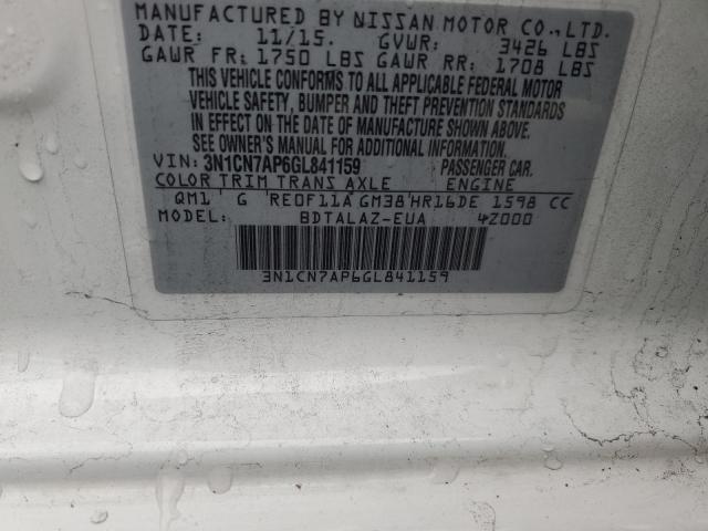 Photo 11 VIN: 3N1CN7AP6GL841159 - NISSAN VERSA 