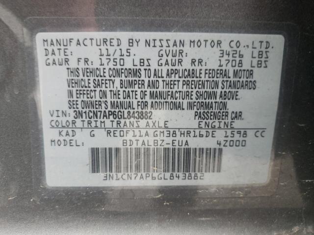 Photo 9 VIN: 3N1CN7AP6GL843882 - NISSAN VERSA S 