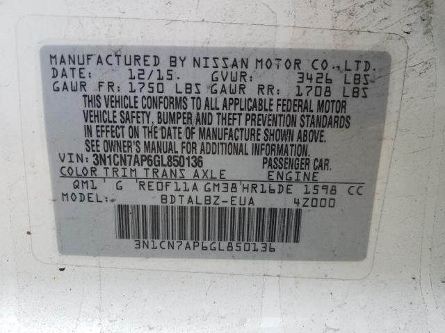 Photo 9 VIN: 3N1CN7AP6GL850136 - NISSAN VERSA S 