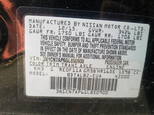 Photo 9 VIN: 3N1CN7AP6GL850900 - NISSAN VERSA S 