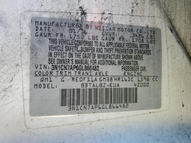 Photo 11 VIN: 3N1CN7AP6GL866482 - NISSAN VERSA S 