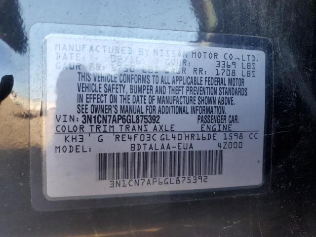 Photo 11 VIN: 3N1CN7AP6GL875392 - NISSAN VERSA S 