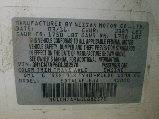 Photo 9 VIN: 3N1CN7AP6GL882570 - NISSAN VERSA S 