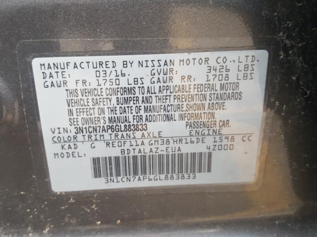 Photo 9 VIN: 3N1CN7AP6GL883833 - NISSAN VERSA S 