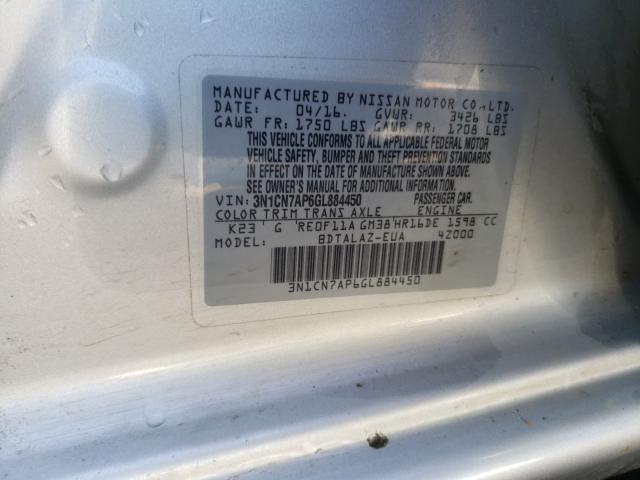 Photo 9 VIN: 3N1CN7AP6GL884450 - NISSAN VERSA S 