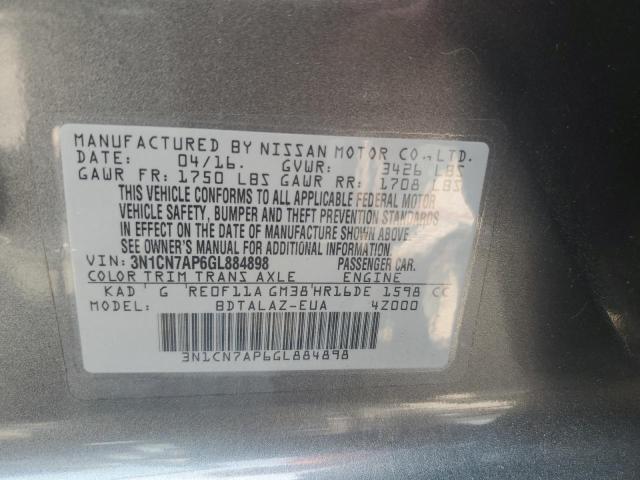 Photo 12 VIN: 3N1CN7AP6GL884898 - NISSAN VERSA S 