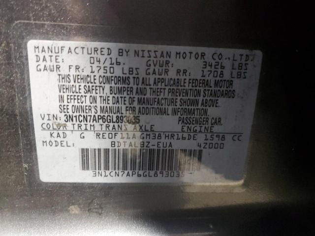 Photo 11 VIN: 3N1CN7AP6GL893035 - NISSAN VERSA S 