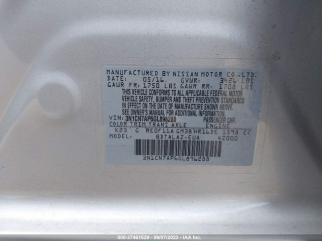 Photo 8 VIN: 3N1CN7AP6GL896288 - NISSAN VERSA 