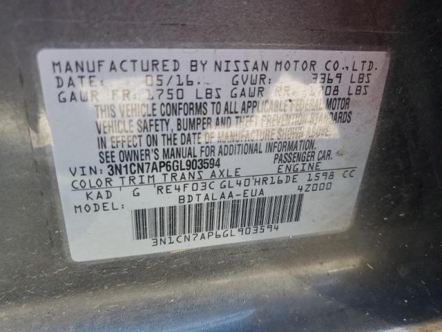 Photo 12 VIN: 3N1CN7AP6GL903594 - NISSAN VERSA S 