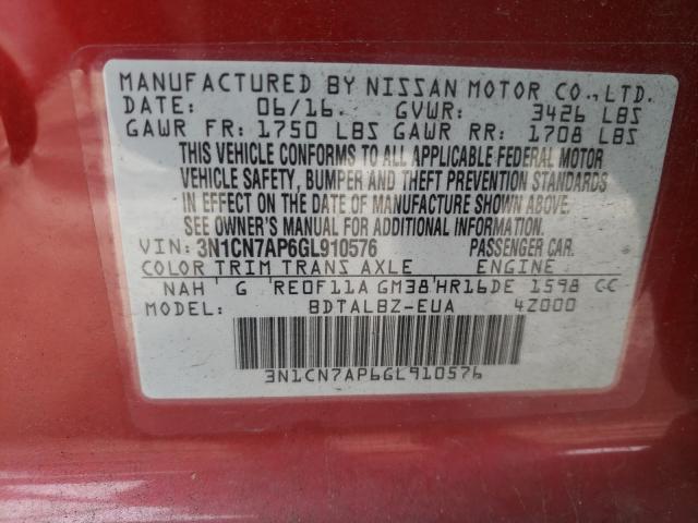 Photo 9 VIN: 3N1CN7AP6GL910576 - NISSAN VERSA S 