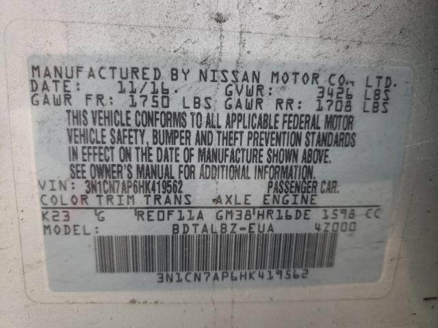 Photo 9 VIN: 3N1CN7AP6HK419562 - NISSAN VERSA S 