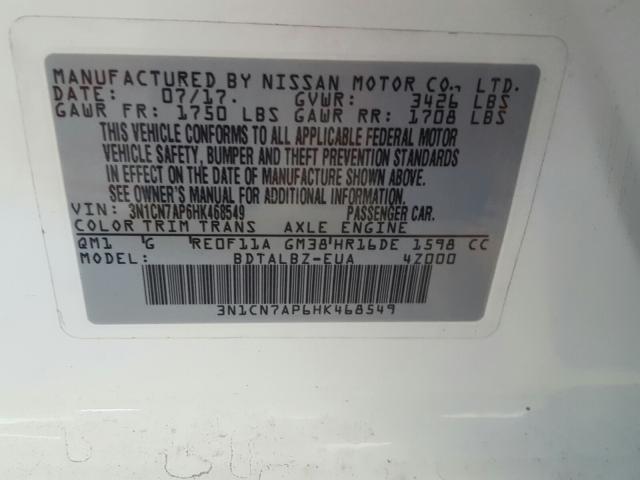 Photo 9 VIN: 3N1CN7AP6HK468549 - NISSAN VERSA S 