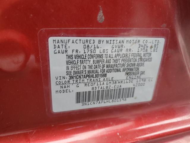 Photo 11 VIN: 3N1CN7AP6HL801598 - NISSAN VERSA S 