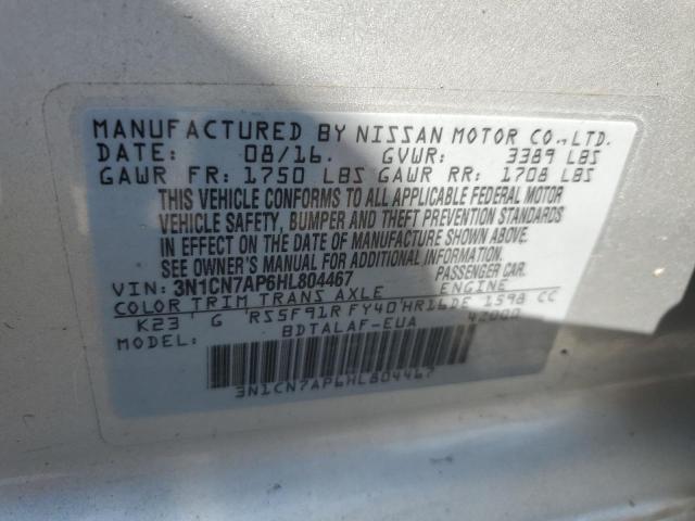 Photo 11 VIN: 3N1CN7AP6HL804467 - NISSAN VERSA S 