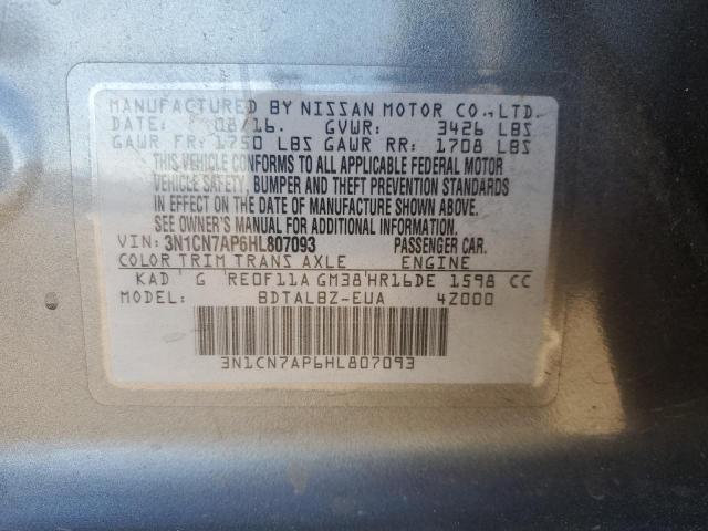 Photo 12 VIN: 3N1CN7AP6HL807093 - NISSAN VERSA S 