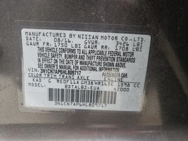 Photo 9 VIN: 3N1CN7AP6HL809717 - NISSAN VERSA S 