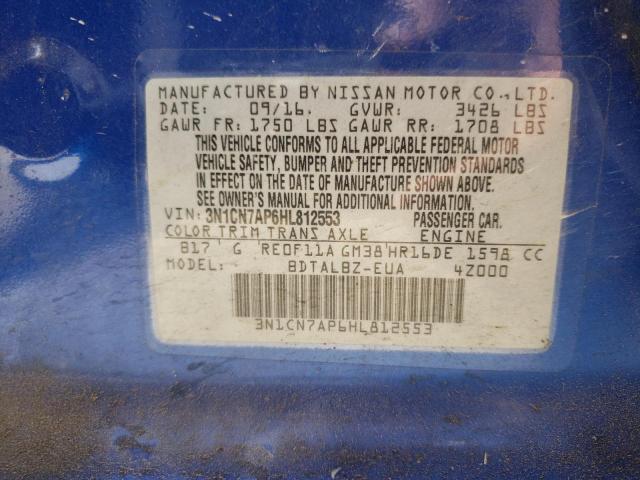 Photo 9 VIN: 3N1CN7AP6HL812553 - NISSAN VERSA S 