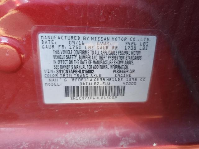 Photo 11 VIN: 3N1CN7AP6HL815002 - NISSAN VERSA S 