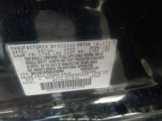 Photo 8 VIN: 3N1CN7AP6HL816392 - NISSAN VERSA SEDAN 