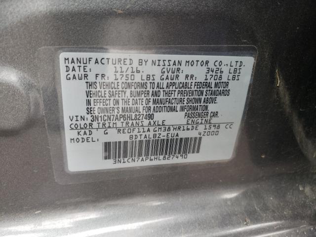 Photo 9 VIN: 3N1CN7AP6HL827490 - NISSAN VERSA S 