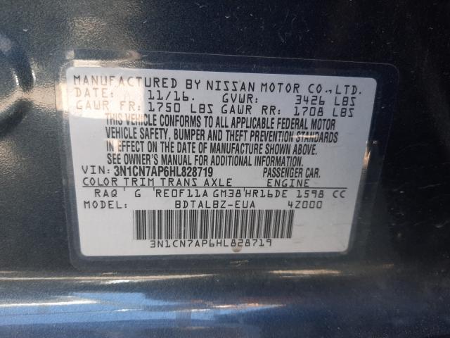 Photo 9 VIN: 3N1CN7AP6HL828719 - NISSAN VERSA S 