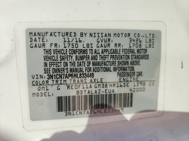 Photo 11 VIN: 3N1CN7AP6HL833449 - NISSAN VERSA S 