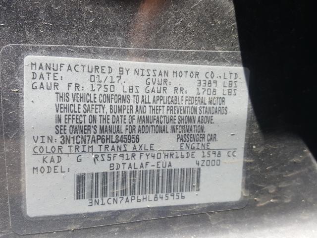 Photo 9 VIN: 3N1CN7AP6HL845956 - NISSAN VERSA S 