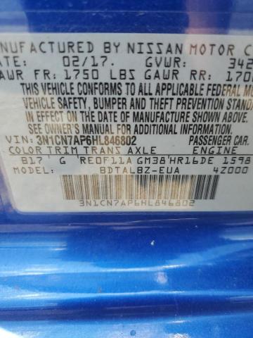 Photo 11 VIN: 3N1CN7AP6HL846802 - NISSAN VERSA S 