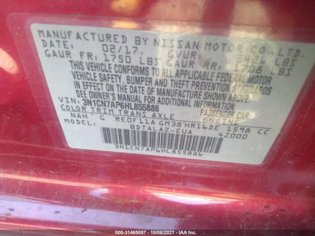 Photo 8 VIN: 3N1CN7AP6HL855886 - NISSAN VERSA SEDAN 