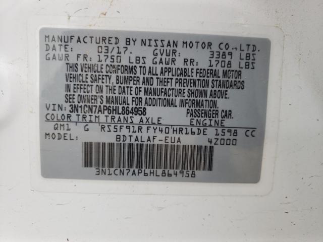 Photo 9 VIN: 3N1CN7AP6HL864958 - NISSAN VERSA S 