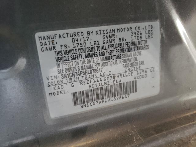 Photo 9 VIN: 3N1CN7AP6HL878617 - NISSAN VERSA S 