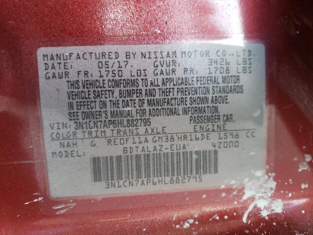 Photo 9 VIN: 3N1CN7AP6HL882795 - NISSAN VERSA S 