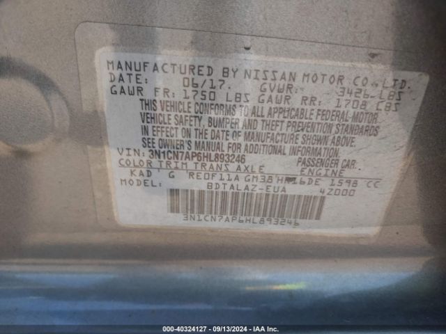 Photo 8 VIN: 3N1CN7AP6HL893246 - NISSAN VERSA 