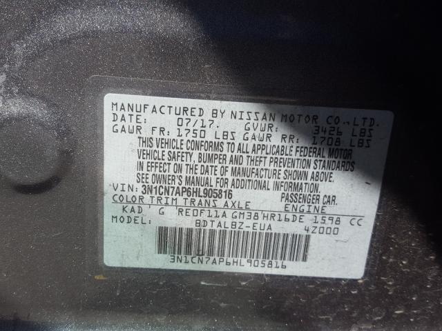 Photo 9 VIN: 3N1CN7AP6HL905816 - NISSAN VERSA S 