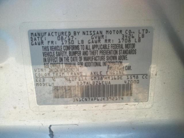 Photo 9 VIN: 3N1CN7AP6JK392174 - NISSAN VERSA SEDAN 