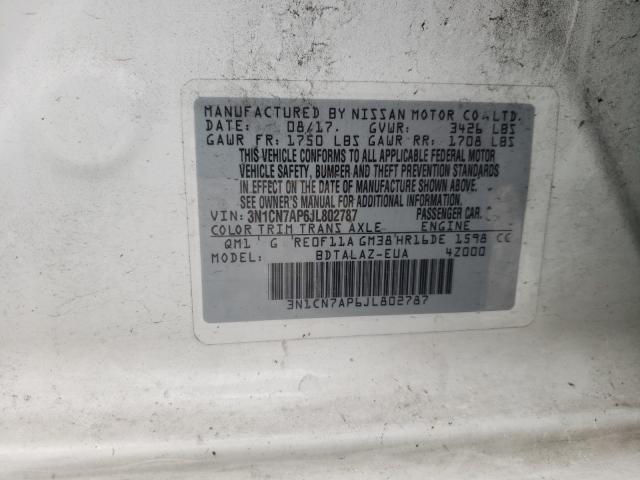 Photo 9 VIN: 3N1CN7AP6JL802787 - NISSAN VERSA S 