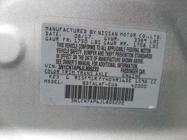 Photo 9 VIN: 3N1CN7AP6JL805222 - NISSAN VERSA S 