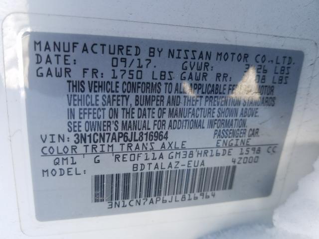 Photo 9 VIN: 3N1CN7AP6JL816964 - NISSAN VERSA S 