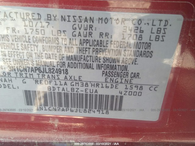 Photo 8 VIN: 3N1CN7AP6JL824918 - NISSAN VERSA SEDAN 