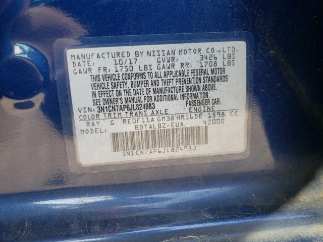 Photo 9 VIN: 3N1CN7AP6JL824983 - NISSAN VERSA S 