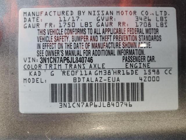 Photo 12 VIN: 3N1CN7AP6JL840746 - NISSAN VERSA S 