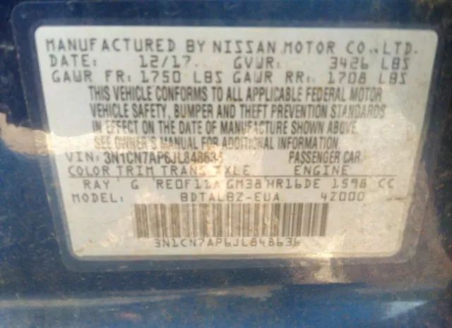 Photo 8 VIN: 3N1CN7AP6JL848636 - NISSAN VERSA 