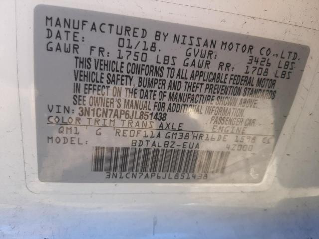 Photo 12 VIN: 3N1CN7AP6JL851438 - NISSAN VERSA 