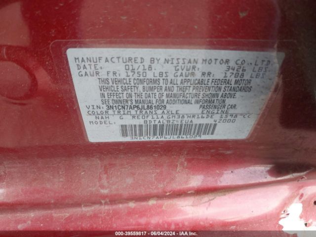 Photo 8 VIN: 3N1CN7AP6JL861029 - NISSAN VERSA 