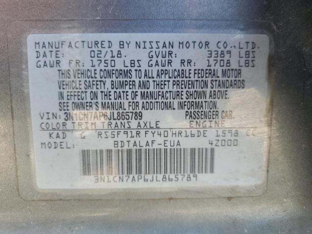 Photo 12 VIN: 3N1CN7AP6JL865789 - NISSAN VERSA S 